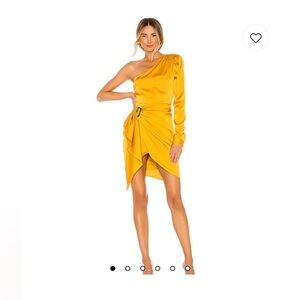 NWT Lovers and Friends Ana Dress in Marigold Yellow One Sleeve Cocktail Size M
